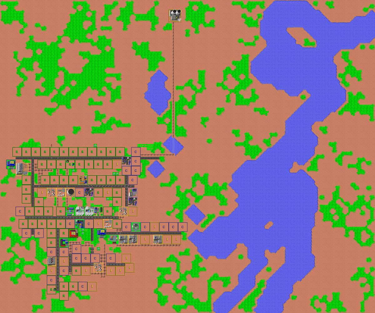 Final city map: GPT-5.6 Luna on Grow a city
