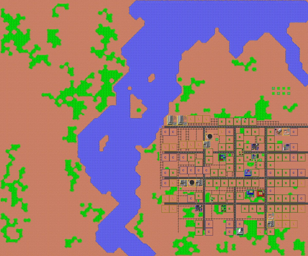 Final city map: GPT-5.6 Luna on Grow a city