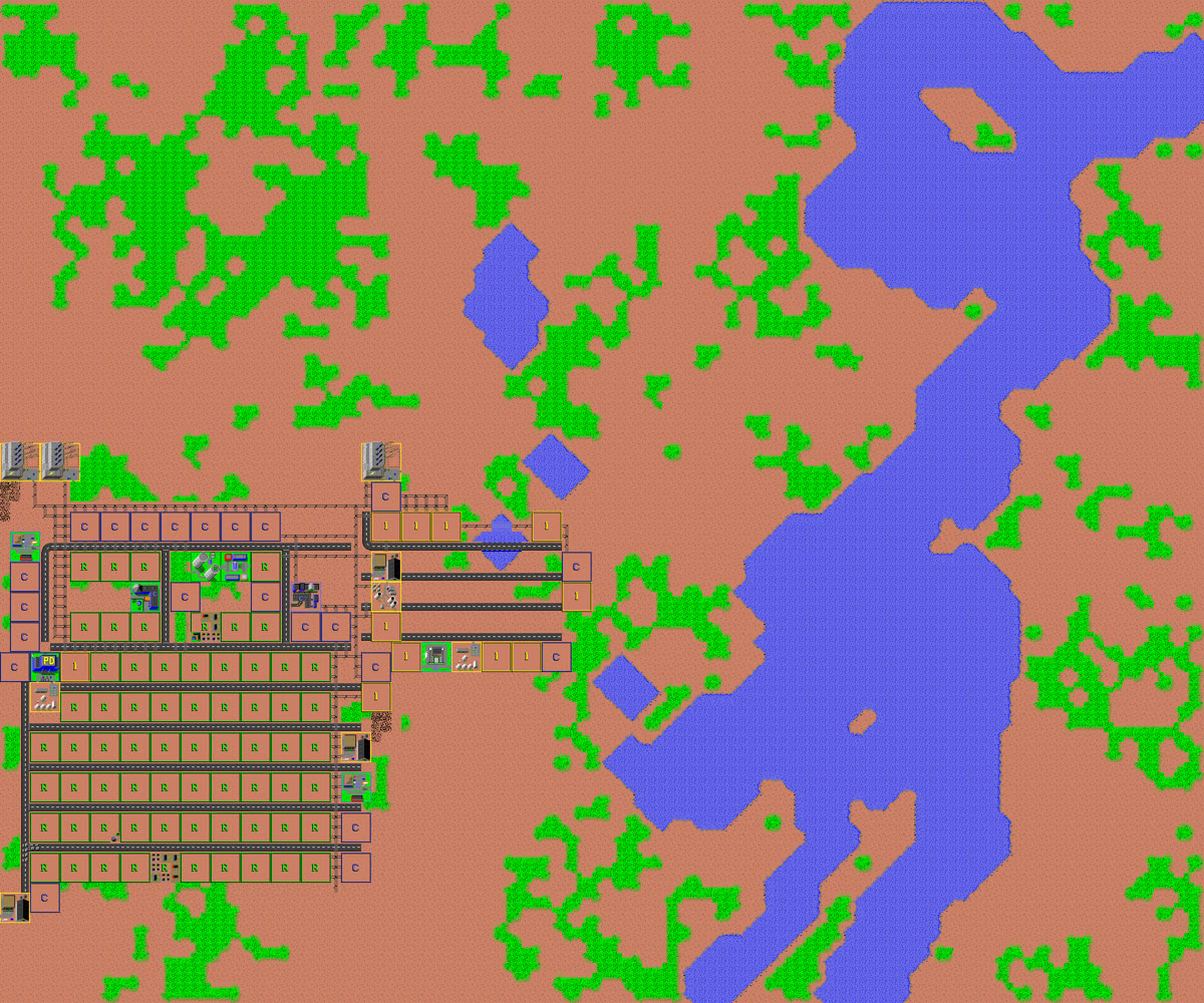 Final city map: GPT-5.6 Terra on Grow a city